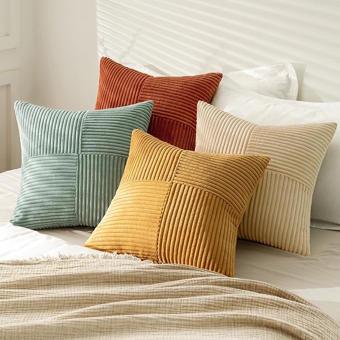 MIULEE Fall Teal-Orange Decorative Throw Pillow Covers 20x20 Inch Set of 4 Boho - Image 4