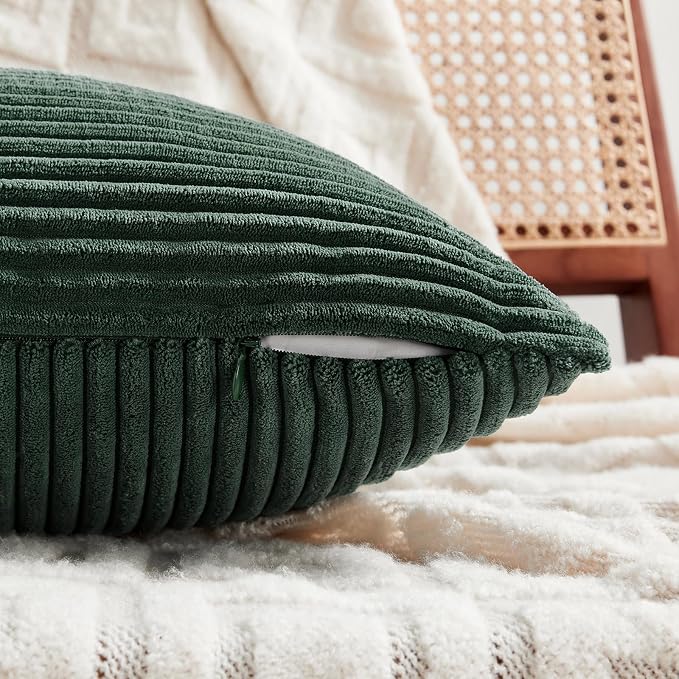 Fancy Homi Set of 2 Dark Green Lumbar Decorative Throw Pillow Covers 20x28 Inch - Image 3