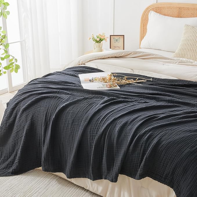 EMME Muslin Blankets for Adults Throw Blanket for Couch Breathable Gauze Soft - Image 3