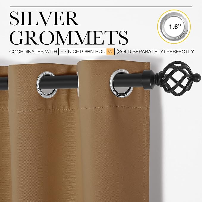 NICETOWN Sleek Blackout Curtains 63 inches Length - Image 3