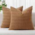 MIULEE Corduroy Decorative Throw Pillow Covers 20x20 Brown Pack of 2 | Soft by MIULEE