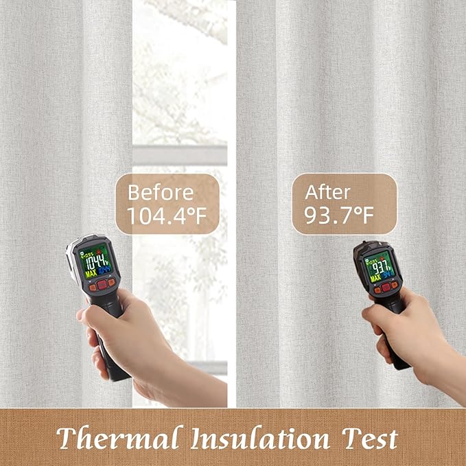 100% Blackout Linen Curtains 48 Inch Length - Image 4