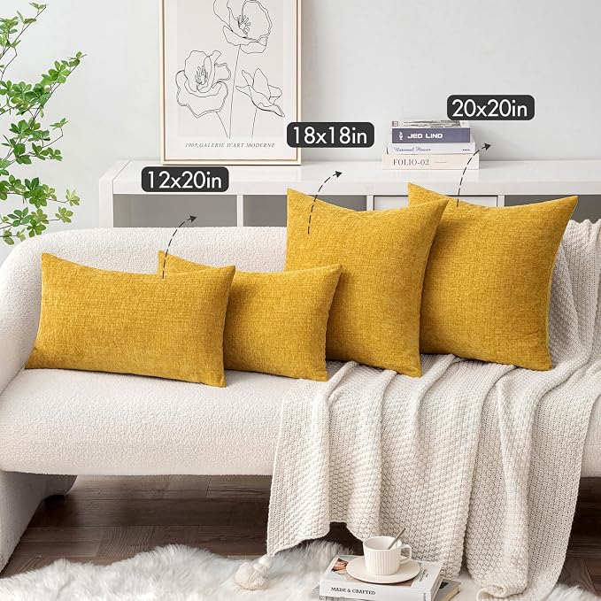 MIULEE Pack of 2 Mustard Yellow Throw Pillow Covers 20x20 Inch Soft Spring - Image 4
