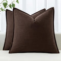 MIULEE Decorative Linen Euro Sham Pillow Covers 22x22 Inch Dark Brown | Boho by MIULEE