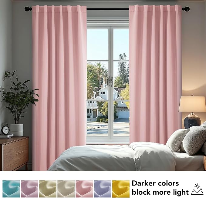Deconovo Blackout Curtains, Thermal Insulated, W42 x L95 2 Panels, Back Tab - Image 4