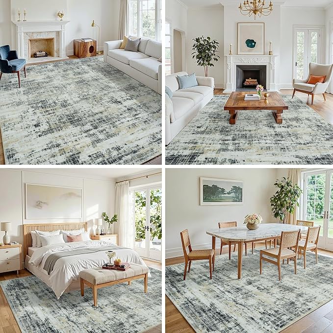 5x7 Area Rugs for Living Room Washable Rug: Anti-Skid Abstract Modern Living - Image 3