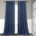 Pitalk 102 Inch Curtains Navy Blue Linen Drape by Pitalk