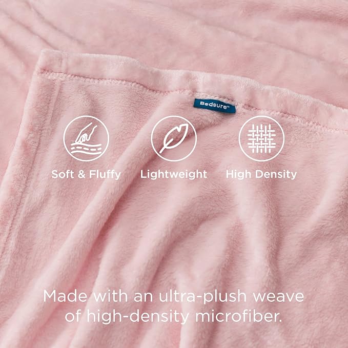 Bedsure GentleSoft Fleece Blanket Twin Size Pink - Image 3
