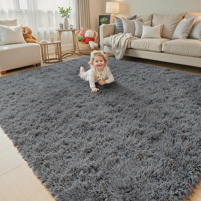 Rugs for Living Room 6x9, Alfombras para Salas Shag Large Plush Soft Area Rug by Junhejiamei