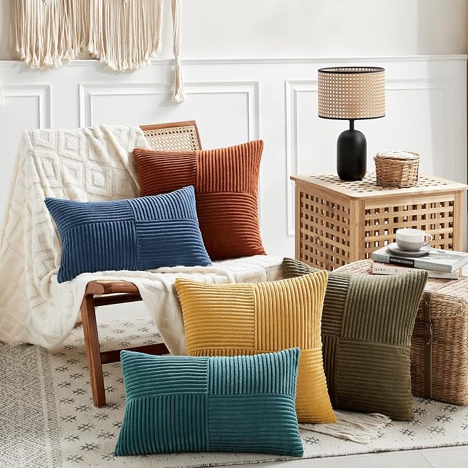 Fancy Homi 2 Packs Teal Euro Decorative Throw Pillow Covers 26x26 Inch - Image 6