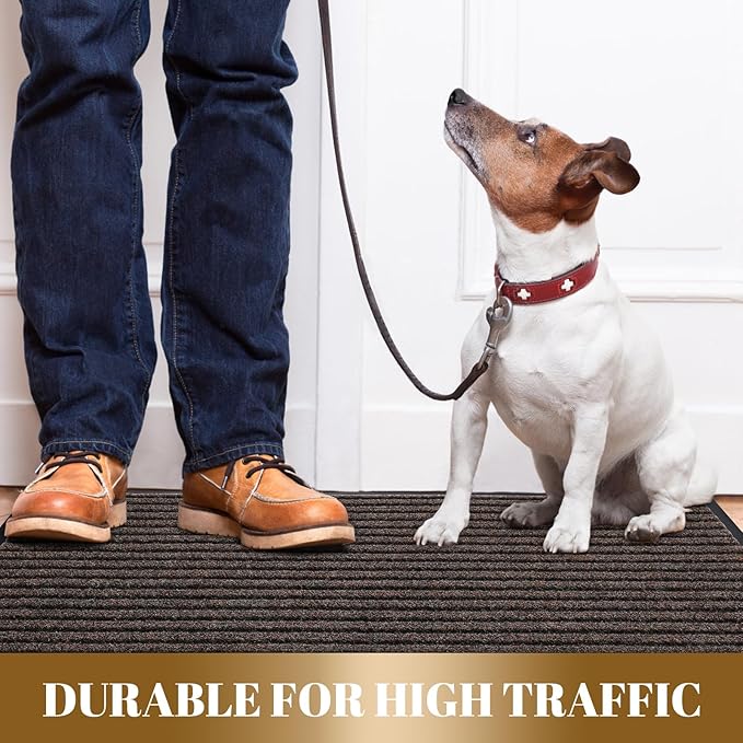 Yimobra Front Door Mat Outdoor Indoor Entrance, 100% Waterproof All-Season All Weather Doormat, Welcome Matt Outside Entry, Non Slip, Low Profile, Heavy Duty Patio Porch Floor Mats,36 x 24