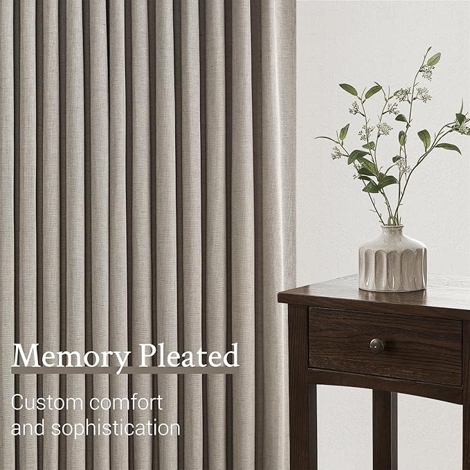 94 Inch Length Pinch Pleat Linen Curtains Drapes 2 Panels Set, Hooks Sense of - Image 5