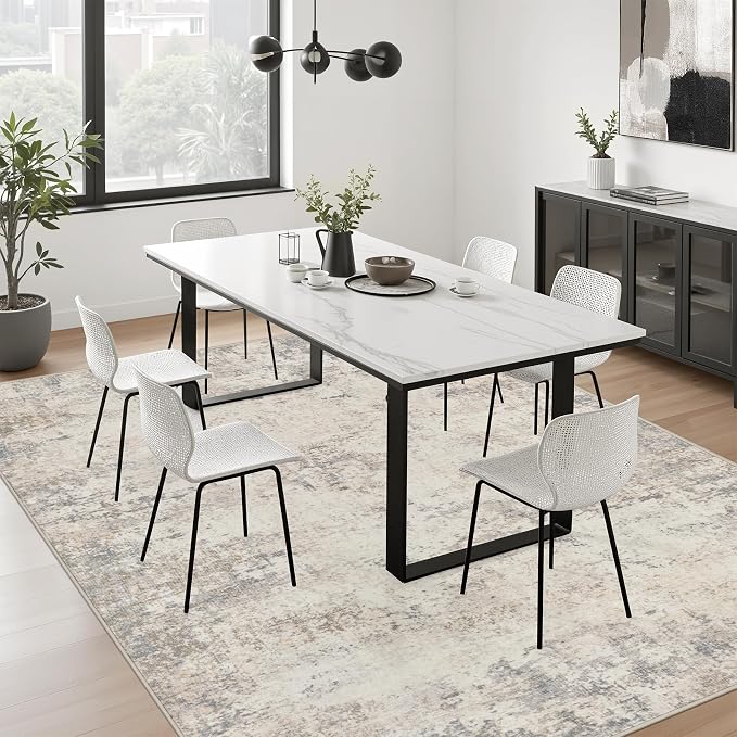 5x7 Area Rug Living Room: Modern Washable Soft Carpet Brown Beige | - Image 8
