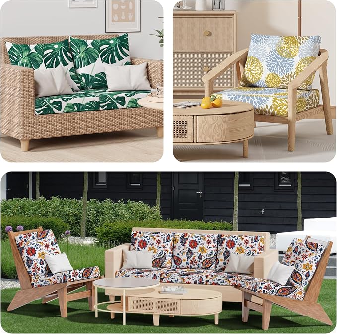 8Pcs Stretch Patio Cushion Covers, Outdoor Couch & Sofa Replacement Slipcovers - Image 7