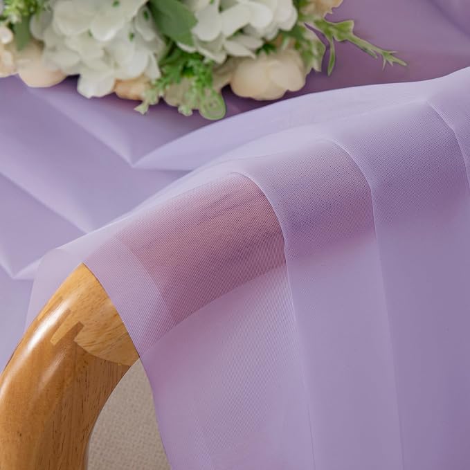 Chyhomenyc Sheer Lilac Tier Curtains 24 Inch Length, Small Window Curtains - Image 6