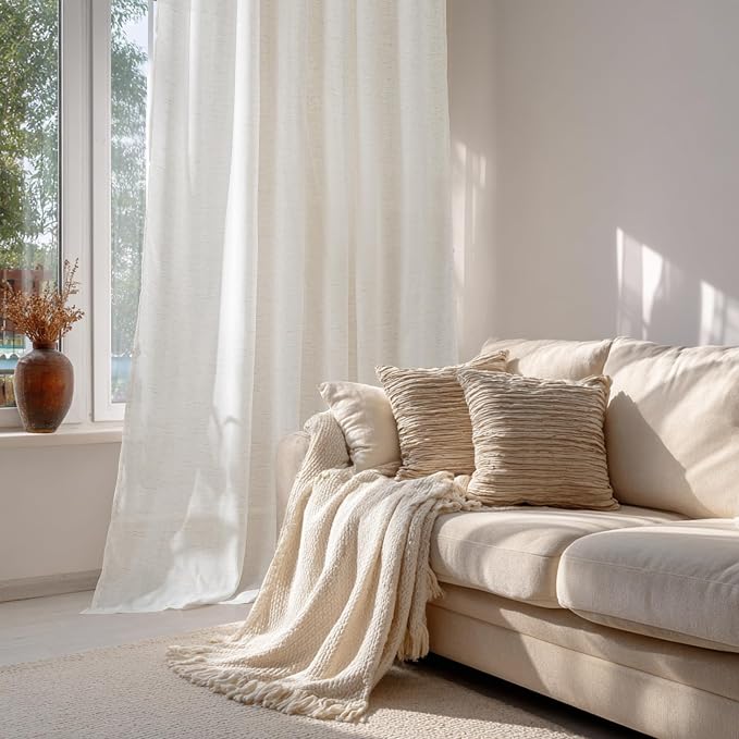 RYB HOME Linen Semi Sheer Curtains - Image 3
