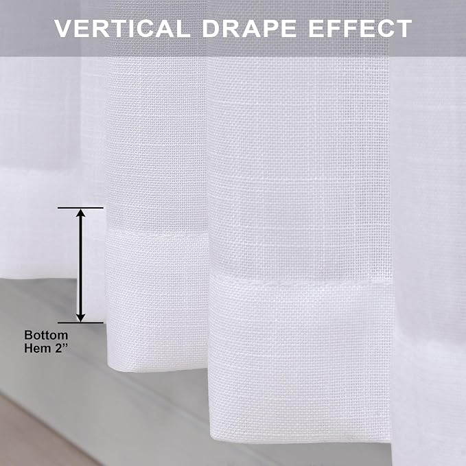 Pitalk White Linen Curtains 90 Inches Long - Image 5