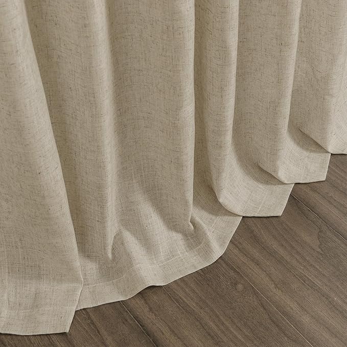 Eggshell Beige Linen Curtains for Living Room 100 Inches Long Light Filtering - Image 9