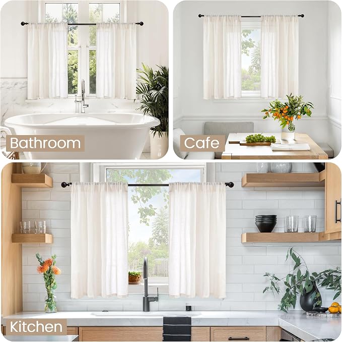BGment Short Linen Curtains 30X45 Inch Length - Image 2