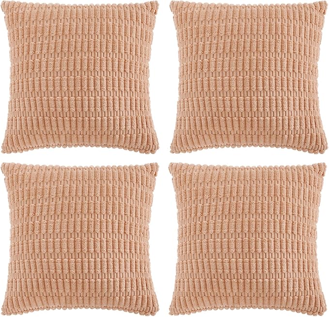 Fancy Homi 4 Packs Peach Decorative Throw Pillow Covers 20x20 Inch by Fancy+Homi