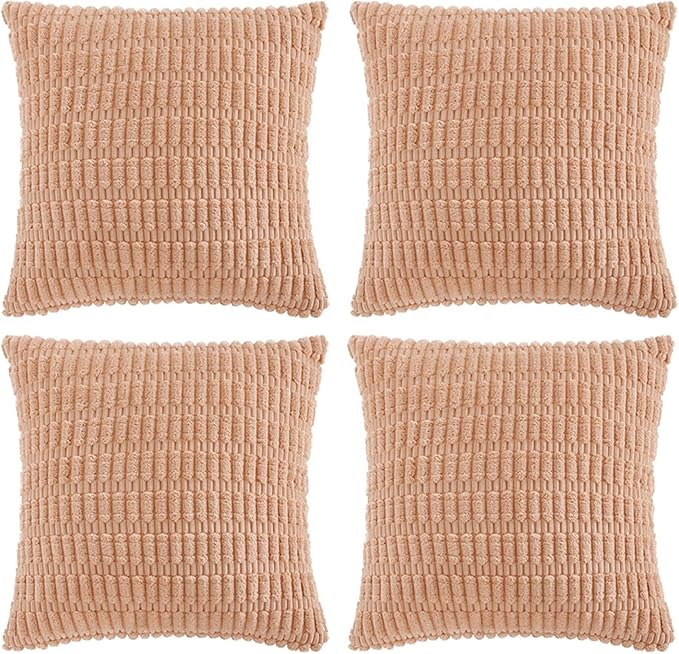 Fancy Homi 4 Packs Peach Decorative Throw Pillow Covers 16x16 Inch by Fancy+Homi