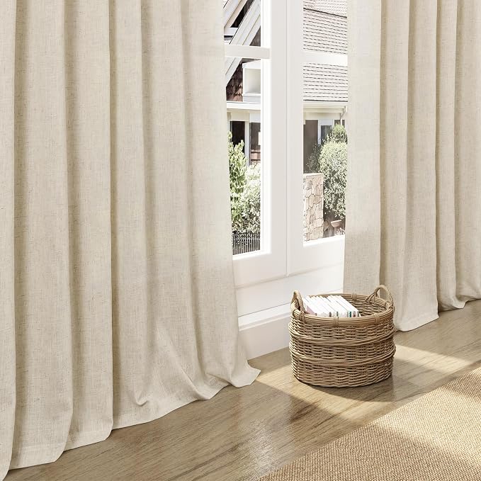 Extra Long Tan Beige Curtains 120 inch Length 2 Panels Set Back Tab Neutral - Image 6