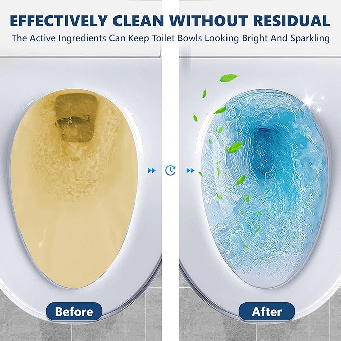 Toilet Bowl Cleaner Bottle, Automatic Toilet Bowl Cleaner Tablets in Bottle, Easy to Use, Long-Lasting Effect Toilet Cleaners Drop in Tank, Blue, 4 Bottles