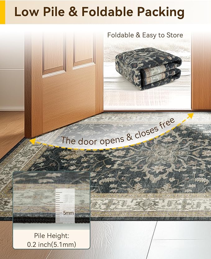 RELEANY Washable Area Rug, Runner 2'6"x8', Water Repellent, Pet Friendly - Image 5