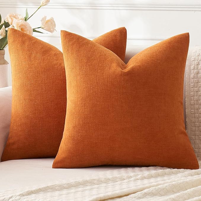 MIULEE Fall Orange Chenille Couch Throw Pillow Covers, 20x20 | Set of 2 by MIULEE