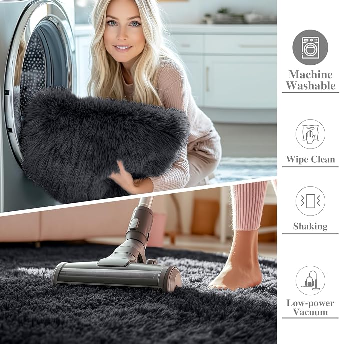 OLANLY 5x5 Area Rugs for Living Room Bedroom, Machine Washable Soft Fluffy - Image 2