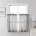 Lecloud Leia 36 Inch Charcoal Grey Sheer Curtains Tiers 2 Panels, Clip Textured by Lecloud