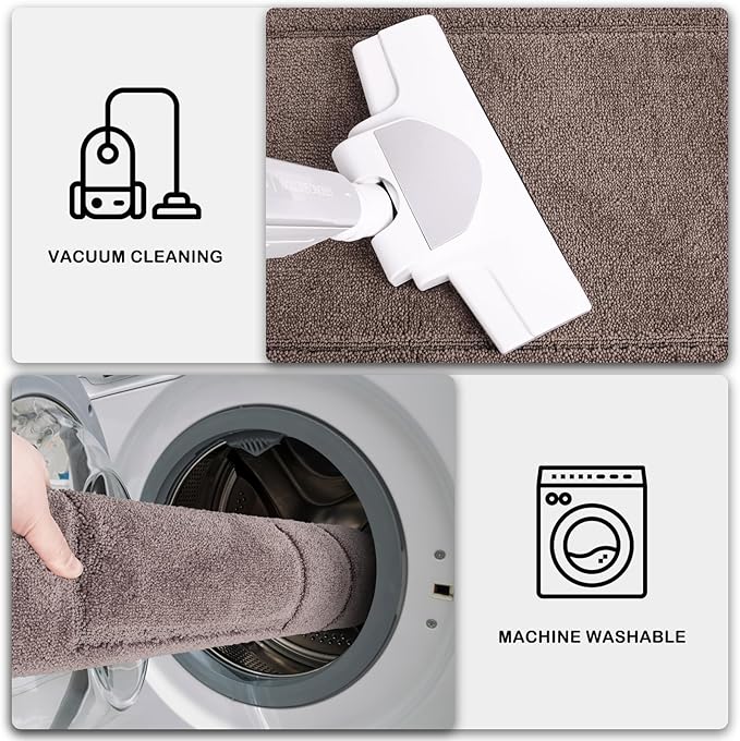 PURRUGS Dirt Trapping Door Mat 24" x 35.5", Non-Slip/Skid Machine Washable Entryway Rug, Dog Doormat, Super Absorbent Welcome Mat for Muddy Wet Shoes and Paws, Grayish Brown