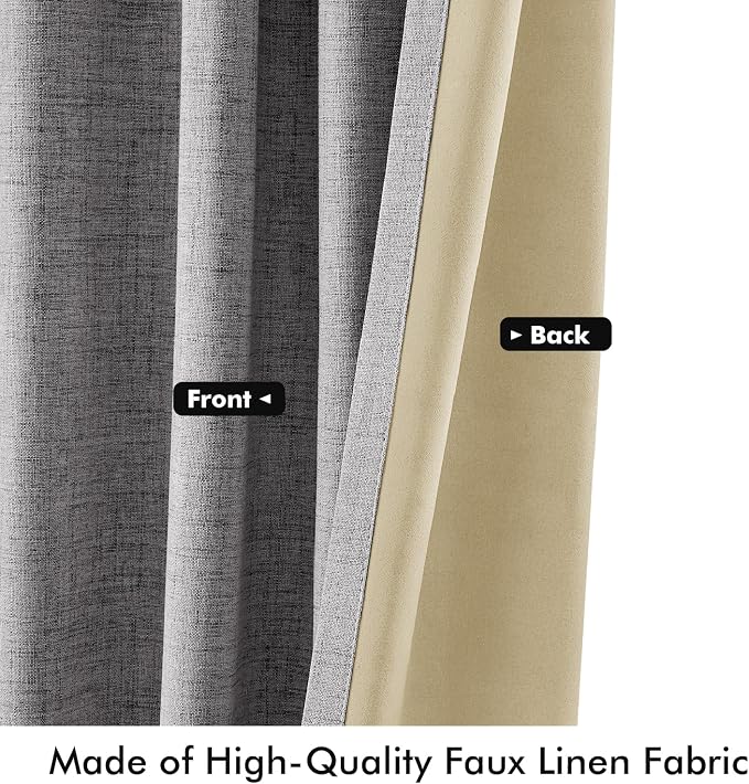 MIULEE 100% Blackout Linen Curtains 42 x 90 Inch Glacier Gray 2 Panels | - Image 6
