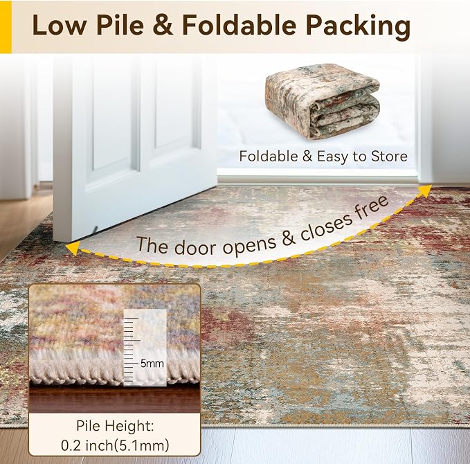 Washable Area Rugs 3x8 Non-Slip Modern Abstract Soft - Image 5