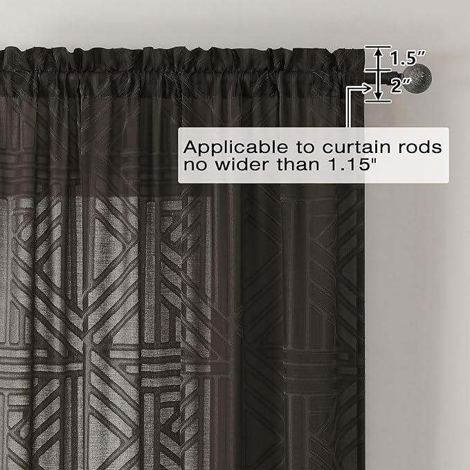 Simplebrand Chocolate Semi Sheer Curtains 84 Inches Long 2 Panels, Light - Image 4