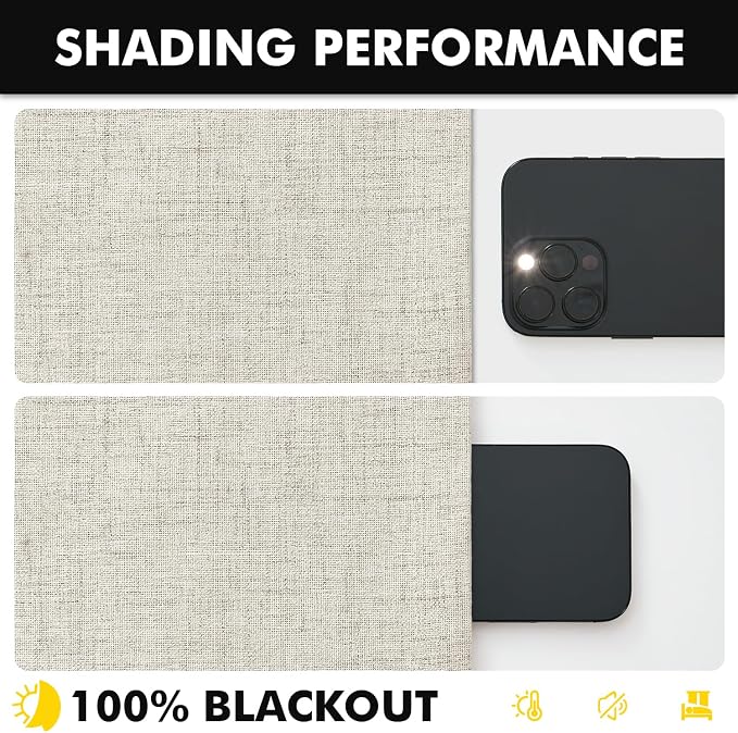 MIULEE 100% Blackout Linen Curtains 42 x 96 Inch Light Cream 2 Panels | Thermal - Image 7