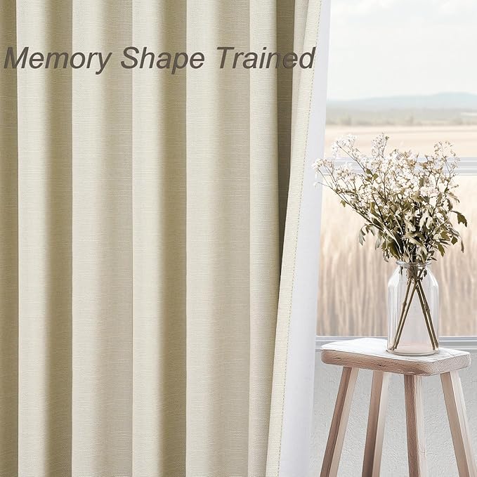 Cream Extra Long 132 Inch 100% Blackout Curtains - Image 4