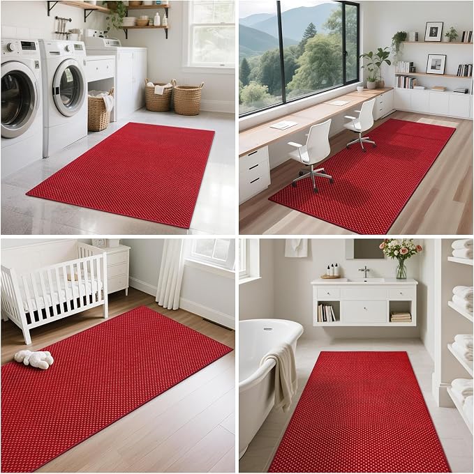 Hallway Runner Rug Woven Washable Long Kitchen Runner Red 2x5 ft | Boho Soft - Image 8