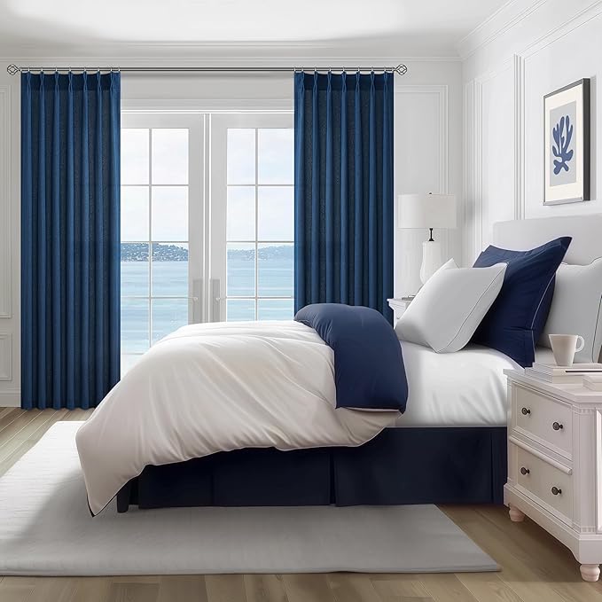 Thick Linen Denim Blue Viral Sheer Curtains 96 Inches Long - Image 6