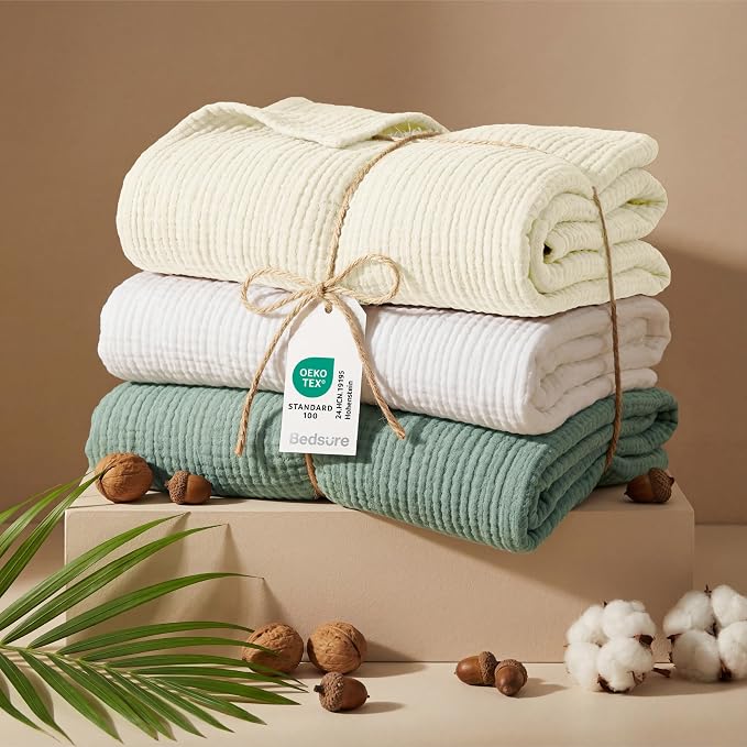 Bedsure 100% Cotton Muslin Blankets - Image 5