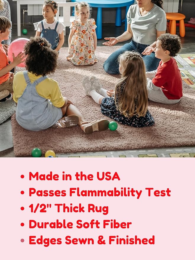 KOECKRITZ Soft and Colorful Kids Classroom Area Rugs (Passes Flammability Pill Test) Many Sizes and Bright Colors to Select from (5' x 7', Surf)