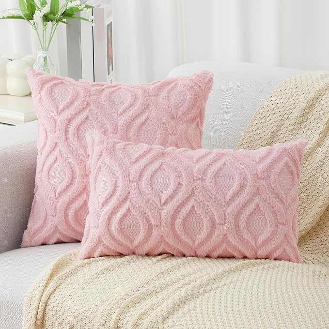decorUhome Summer Throw Pillow Covers 22x22 Inch Set of 2, Soft Plush Faux Wool - Image 7