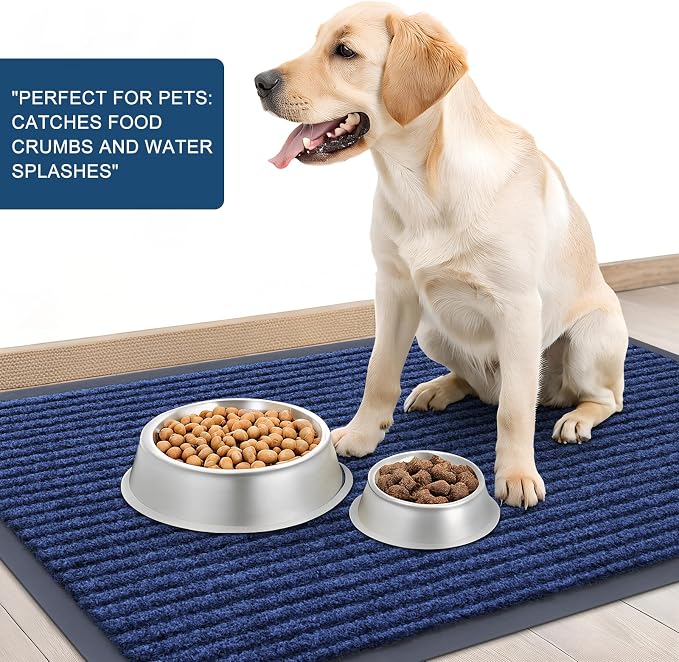 OLANLY Front Door Mat 59x34, Waterproof Heavy-Duty Indoor Outdoor Doormat | Blue - Image 6