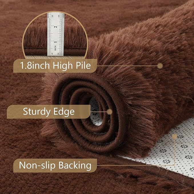 6x9 Large Brown Fluffy Soft Area Rug Non-Slip - Image 6