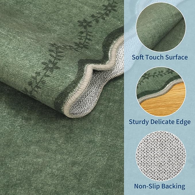 GarveeHome 2.5x10 Scalloped Washable Runner Rug Long Hallway Kitchen Rug | Soft - Image 4