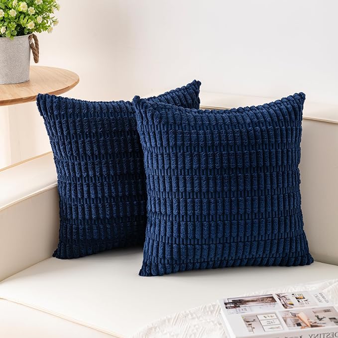 Aegero Pack of 2 Corduroy Decorative Throw Pillow Covers 24x24 Inch by Unknown