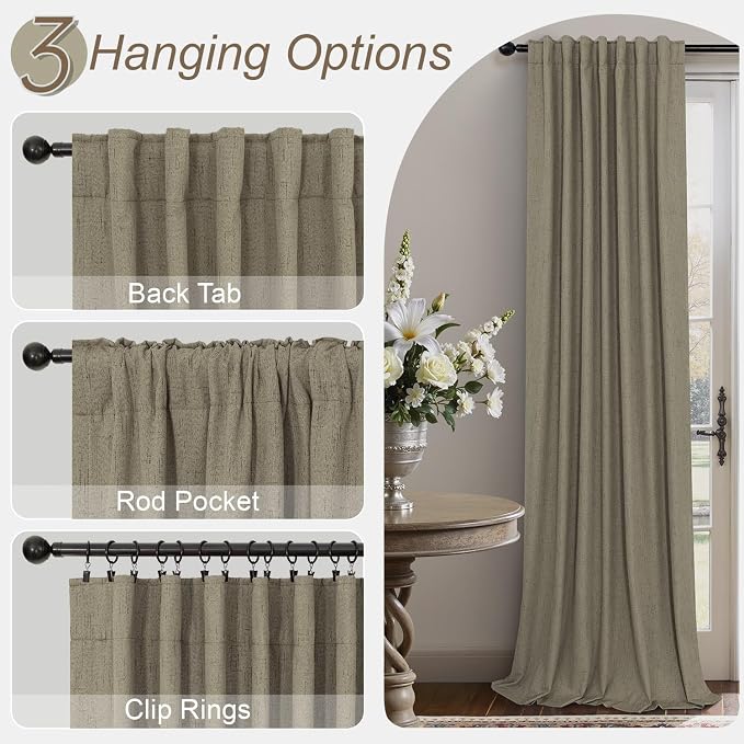 Pitalk 108 Inch Curtains 2 Panel Set Burg Modern Earthy Earth Tone Decorative - Image 6
