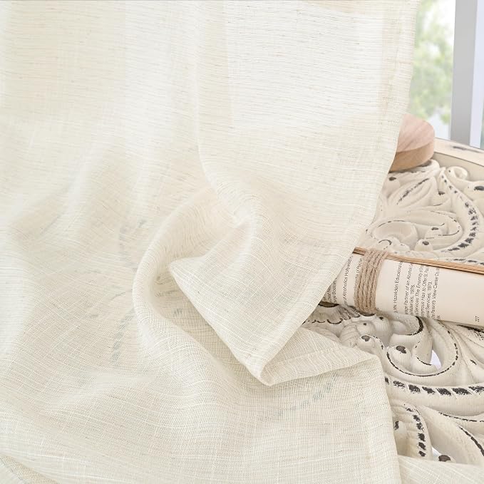 BGment Ivory Linen Curtains 45 Inches Long - Image 8