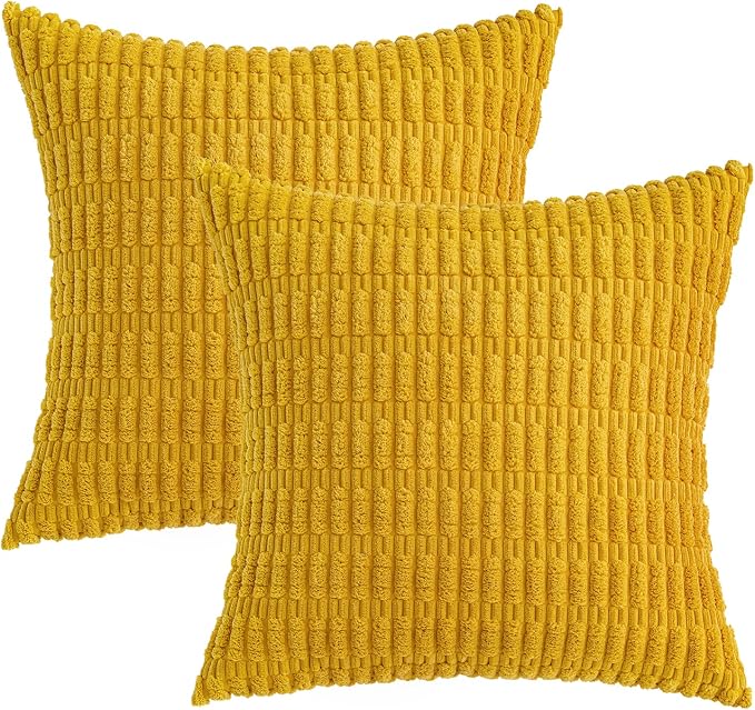 MIULEE Decorative Throw Pillow Covers 12x12 Mustard Yellow Pack of 2 | Soft - Image 6