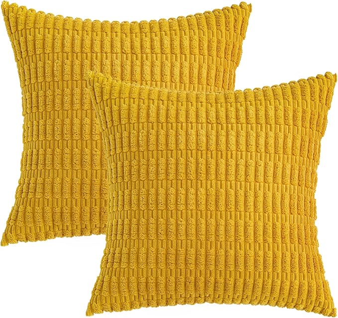 MIULEE Pack of 2 Corduroy Decorative Euro Sham Throw Pillow Covers 22x22 Inch - Image 6